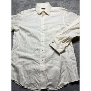 Tasso Elba Men's Long Sleeve Dress Shirt 16 34/35 Egyptian Cotton Off White